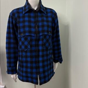 Johnson Woolen Mills Double Cape Jac Shirt Denim Blue Black Style 490 Medium